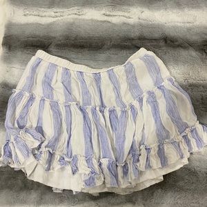 blue and white frilly skirt